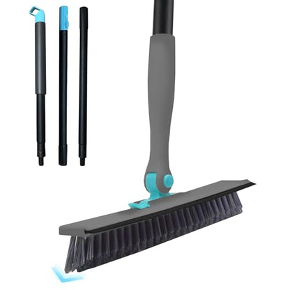 Grout Brush with Long Handle V Shape Floor Scrub Brush Stiff Bristle Grout Scrubber for Cleaning Bathroom Garage Kitchen Wall Tub Tile (1, Grey) - color: Gray