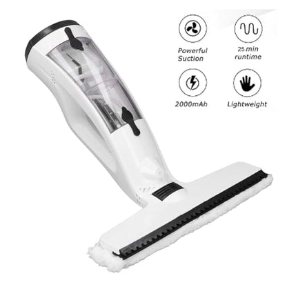 Battery Window Vacuum Cleaner, Electric with Spray Bottle and Microfiber Wiper, 2000 mAh, for Glass, Tiles, Mirrors