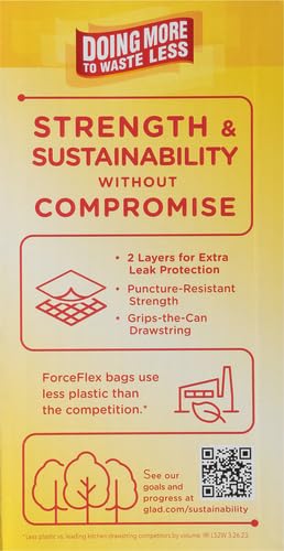 Glad ForceFlex Tall Kitchen Drawstring Trash Bags,13 Gal,Fragrance Free,110 Ct (Package May Vary),(Pack of 3) - size: 110 Count (Pack of 3)