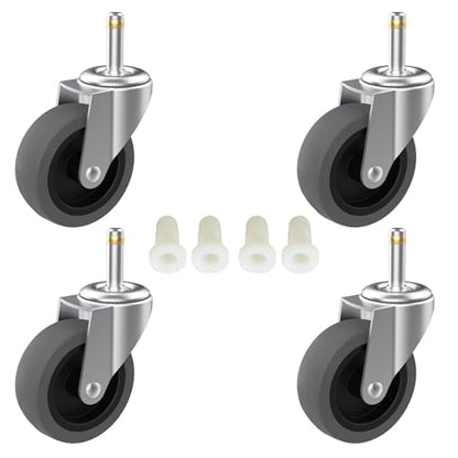 RILIDRI 3-Inch Swivel Stem Caster for Rubbermaid Mop Bucket Utility Cart, 7/16-Inch Stem Diameter Rubber Wheel Set of 4, Heavy Duty TPR Weber Grills Shop Vac Replacement Wheels - style: 3 Inch-150LB (No Brakes)