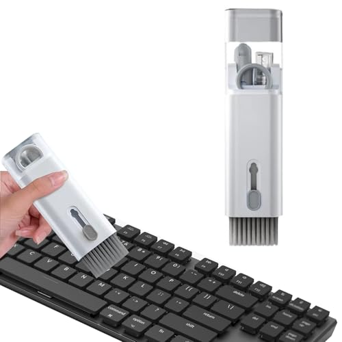 7 in 1 Laptop Cleaning Kit Keyboard Cleaner,Computer Screen Cleaning Brush Tool,Computer Tools Kit Corner Gap Duster Keycap Puller(Color:Grey) - color: Grey