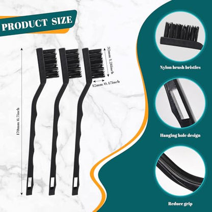 15 PCS Mini Nylon Brush Set，Masonry Brush Wire Bristle for Cleaning Welding Slag and Rust，Curved Handle Brush (Nylon, 15) - style: Nylon