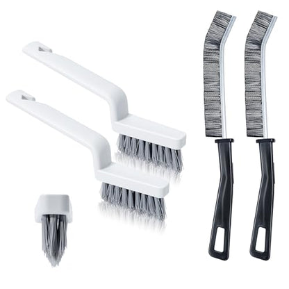 SIMPOR 4Pcs Grout Cleaner Brush Set, V Shape Grout Brush & Crevice Cleaning Brush, Stiff Tile Brush for Bathroom Kitchen Shower Floor Window Grout Cleaning Brush Gap Cleaning
