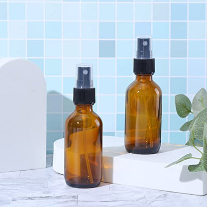 LUFEVRM 2oz Amber Glass Spray Bottles,Empty Small Perfume Travel Refillable Reusable Fine Mister Spray Bottle for Hair,Cleaning Solutions,Aromatherapy and Essential Oil with Extra Nozzle(2 Pack) - color: Amber, size: 2 pack