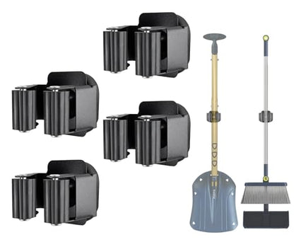 Upgraded Magnetic Broom and Mop Holder Wall Mount, Space-Saving Heavy Duty No Drill Over the Door Broom Gripper RV Camper Wall Organizer,Black,4 Pcs - size: 4 Pcs