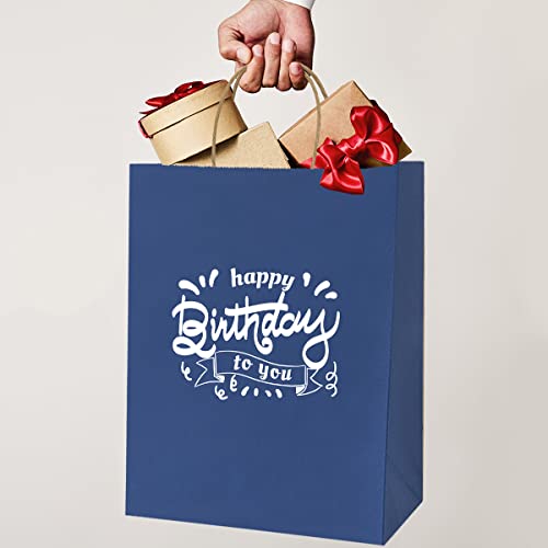 BagDream Gift Bags 50 Pack 10x5x13 Navy Blue Kraft Paper Bags Gift Bags with Handles, Retail Merchandise Bags Wedding Party Favor Bags Bulk Recycled Shopping Paper Bags Sacks - color: Navy Blue