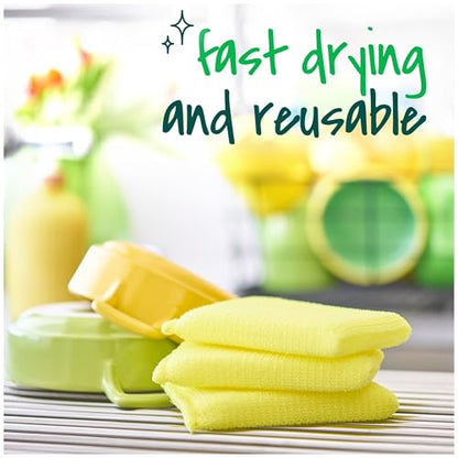Scotch-Brite Dobie Non-Scratch All-Purpose Scrub Pads, 12 Total Pads (6 Packs of 2), Reusable Scouring Sponges for Kitchen & Bathroom, Safe on Non-Stick Cookware, Yellow