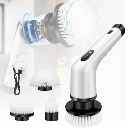 Cordless Electric Spin Power Scrubber,Handheld Electric Scrubbing Brush with 3 Replaceable Brushes, Power Scrubber Brush with Dual speeds for Bathroom,Kitchen,Corner,Sink,Bathtubs