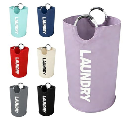A large 90 liter laundry basket that can be folded for easy carrying. Suitable for bathrooms, laundry rooms, and travel (Purple) - color: Purple