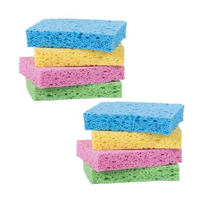 HIC Kitchen Pop-Up Sponges, Rectangular, Natural Vegetable Cellulose, 2 Sets of 4 - style: Pop Up, Set/8