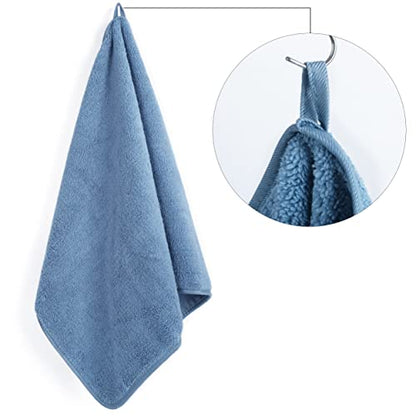POLYTE Quick Dry Lint Free Microfiber Hand Towel, 16 x 30 in, Set of 4 (Blue) - color: Blue