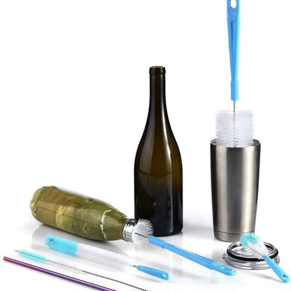 8 Pack Bottle Brush Cleaner, 16 Inch Stainless Steel Long Handle Water Bottle Brush Cleaner,5 in 1 Small Bottle Brush for Cleaning Narrow Neck Sports Bottles,Cup Cover,Baby Bottles,Wine Decanter