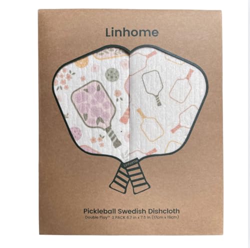 Pickleball Swedish Dishcloth, Reusable Paper Towel, Super Absorbent Cellulose Sponge, Pickleball Pattern, Washable Kitchen Cleaning Cloth (2, Floral Pickleball) - color: Floral Pickleball