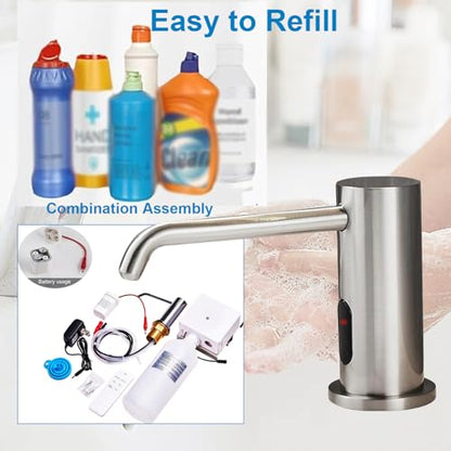 Touchless Automatic Soap Dispenser for Kitchen Bathroom Sink Built in Brushed Nickel Liquid Commercial Electric Soap Dispenser with Bottle and Pump Brushed Nickel - color: Brushed-liquid