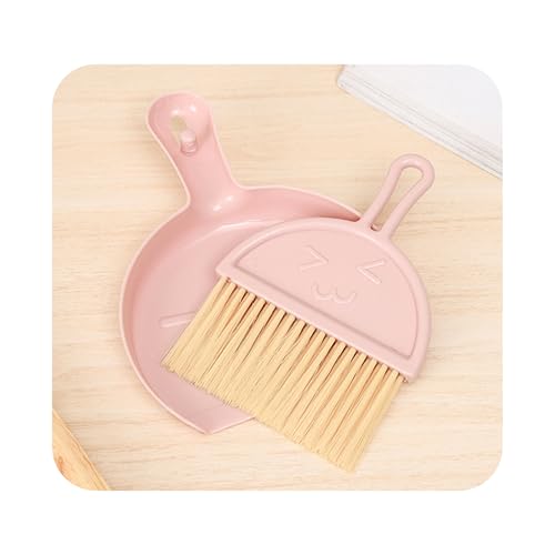 Pink Mini Broom and Dustpan Set, Small Handheld Brush Combo for Kids Kitchen Counter Table Desk Car and Pet Area Cleaning - color: Pink