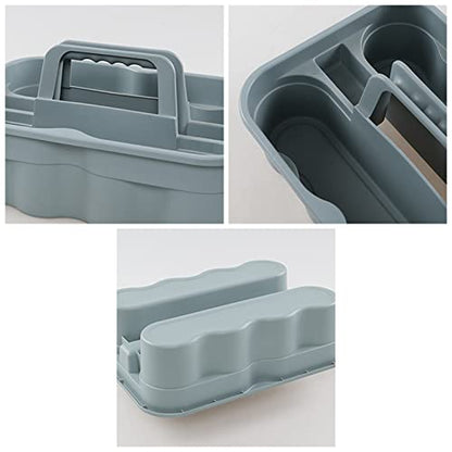 4 Packs Commercial Products Deluxe Carry Caddy, Plastic Cleaning Supplies Caddy with Handle, Gray