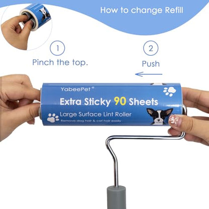 Extra Sticky Large Lint Roller Refills, 6.3'' Giant Lint Roller Refills for Pet Hair, Clothes&Furniture Cleaning, 540 Sheets in Total - style: 6 Refills