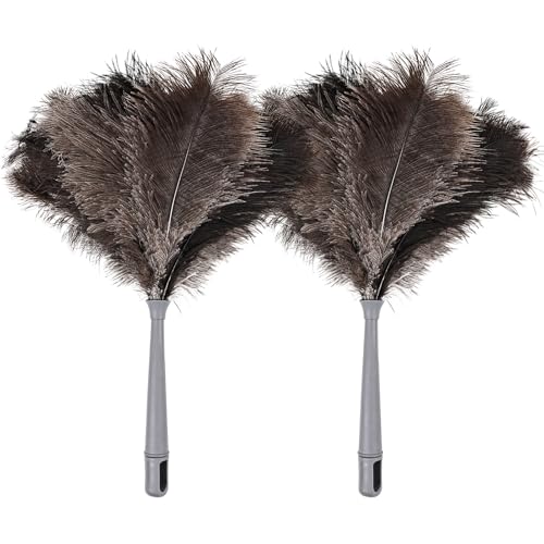 Feather Duster-Genuine Ostrich Feathers,Anti-Static,Reusable Eco-Friendly Handheld Cleaning for Keyboard,Home,Car,Office(17Inch,2Pack) - color: Natural-17in-styled-2pcs