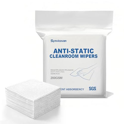 Anti-Static Microfiber Wipes 9"x9"(50 Pcs,Class 100, 200GSM) Lint Free Cloths Reusable Special ESD protection design is suitable for protecting sensitive electronic components and tools - size: 9" x 9" (Pack of 50)