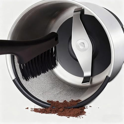 PMQEWZL Espresso Machine Cleaning Brush + Mini Dustpan Broom Set | Dual-Head Brush, For Coffee Grounds, Cleans Portafilter/Brew Head, Coffee Bar Crumbs