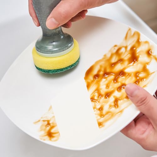 Kitchen Dish Brush with Soap Dispenser, Plastic Bristles, Pan Pot Scrubbing Brush for Sink Cleaning (Random) (Random Colour)