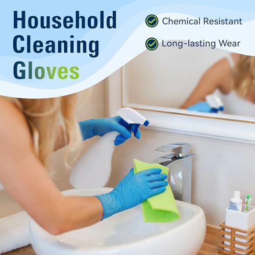 SWIFTLITE Nitrile Gloves, Food Safe Disposable Gloves Latex Free, Blue Rubber Gloves Powder Free for Cooking and Cleaning - size: Medium