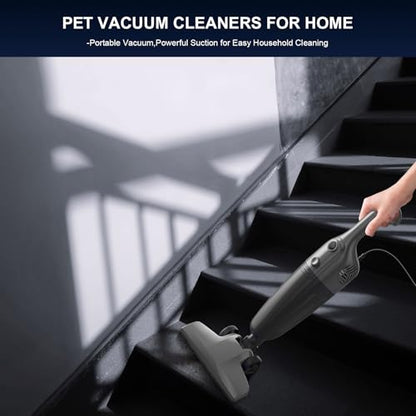 FUNCCUBE Vacuum Cleaners for Home - Corded Stick Vacuum Cleaner, High Power Suction Vac for Pet Hair Carpet Hardwood Floor, Household Hand Lightweight Handheld Portable Car Vac, MC Black