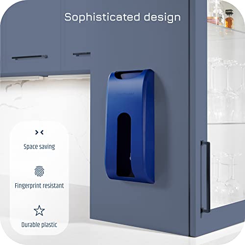 Manterio Plastic Bag Holder | Durable Plastic Wall Mount Kitchen Grocery Bag Storage Organizer | Smudge Proof, Fingerprint Resistant | Blue - color: Blue