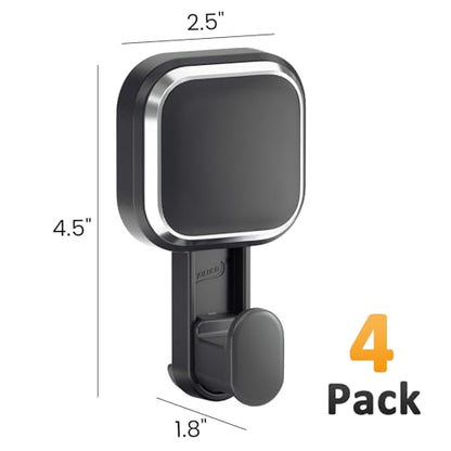 LEVERLOC 4 Pack Suction Cup Hooks for Inside Shower, Powerful Vacuum Suction Shower Holder for Towel, Loofah, Clothes, Damage Free Hanging Bathroom Wall Hooks, Easy to Install and Remove, Black - color: Black Hook, Square