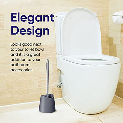 Modern Toilet Brush and Holder, Grey Toilet Bowl Scrub Brush with Storage Caddy, Bathroom Cleaner. by Superio - color: Gray, size: 1 Pack