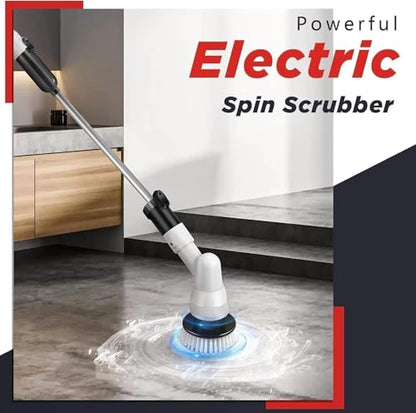 Rechargeable Cordless Cleaning Power Spin Scrubber, Electric Spin Scrubber, Rotating Multipurpose Scrubber with 3 Replaceable Brush Heads & Extension Arm for Tile, Pool, Tub, Bathroom