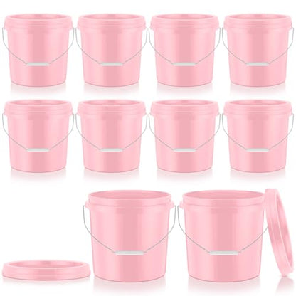 Tioncy 10 Pcs 2 Gallon Plastic Bucket with Lid Heavy Duty 2 Gallon Bucket Pail with Lid Handle for Storage Container Home Household Cleaning (Light Pink) - color: Light Pink