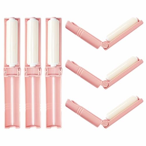 Mini Reusable Lint Roller for Travel, 6 Pack Washable Foldable Lint Remover with Sticky Gel, Portable, Compact and Easy to Clean for Clothes and Luggage Use (Pink) - color: 6 Pack, Pink