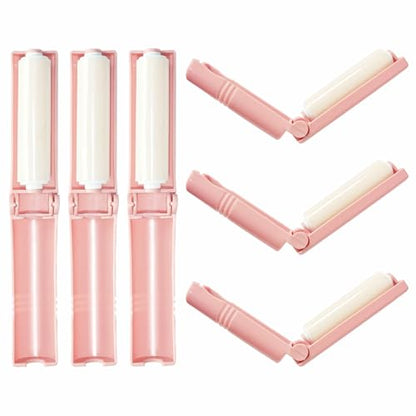 Mini Reusable Lint Roller for Travel, 6 Pack Washable Foldable Lint Remover with Sticky Gel, Portable, Compact and Easy to Clean for Clothes and Luggage Use (Pink) - color: 6 Pack, Pink