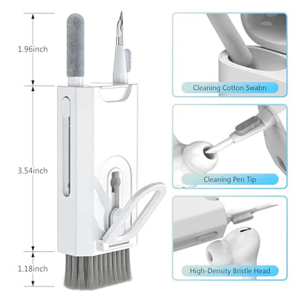 TENOC 8 in 1 Multi Function Cleaning Kit, Keyboard Cleaner for Laptop Phone Earbuds, Portable Electronic Cleaning Tool with Brush Keycap Puller Cloth for Office Home, White