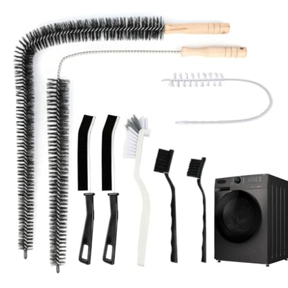 8-Piece Washing Machine Cleaning Brush Set, Dryer Vent Cleaner Kit, Front Load Washer Gasket Cleaner Brush, Crevice Gap Brush for Sink, Grout, Tile & Bathroom, Long Handle Household Cleaning Tools