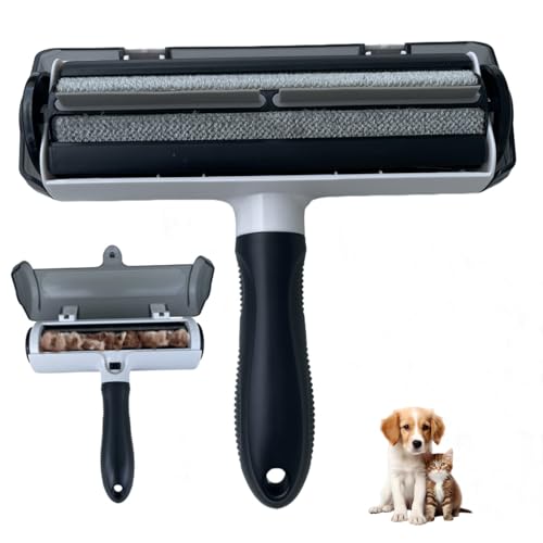 Wokaku Roller Pet Hair Remover Lint Brush with Self-Cleaning Fur Bin and Ergonomic Handle for Furniture Couch Carpet Car Seat Bedding Clothes Multi-Surface Dog Cat Hair Removal Tool