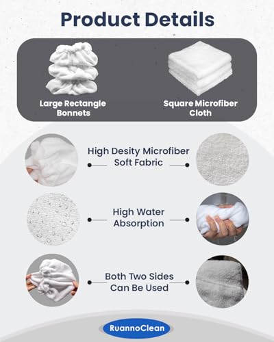 Large Rectangle Bonntes & Square Microfiber Cleaning Cloth Compatible with Dupray Steam Cleaner, Reusable Steam Mop Pads Microfiber Bonnet Steam Cleaning Cloth -3+3 Pack - color: White Bonnets*3+cloth*3