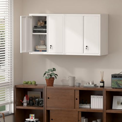 Metal Wall Cabinet,Garage Wall Mounted Cabinets,Steel Locking Cabinet,Metal Wall Cabinets for Office,Wall Cabinets with Doors and Shelves,Garage Cabinets for Home,Basement - color: 28"h-wall Cabinet / White