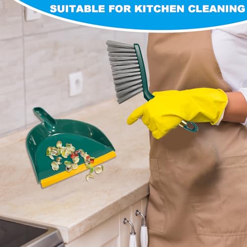 Small Broom with Dustpan Combo Set Mini Broom and Brush Set Hand Sweeper for Cleaning Desk Office Kitchen Pet Nest (Green) - color: Green