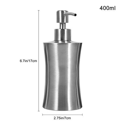 Stainless Steel Liquid Soap Dispenser, Pump Design with Wide Open Mouth for Easy Refill, Refillable Shampoo Lotion Bottl - color: 400ml