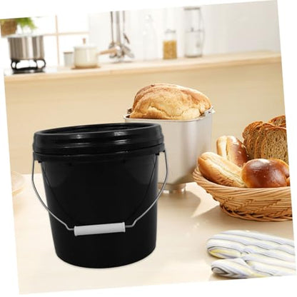 Storage Bucket Lid Leakproof Design Heavy Duty Plastic Pail for Home Camping Fishing Laundry Garbage Bin - color: Black