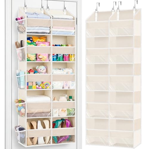 Ofiray-home Over the Door Organizer 5 Tiers,Extra Large Behind Door Storage of 10 Compartments,80 lbs Weight Capacity Over the Door Storage, Door Hanging Organizer for Closet, Diaper Organizer, Beige - color: Beige - 5 Tiers