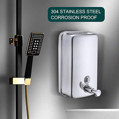 Commercial Soap Dispenser Wall Mount Stainless Steel Manual Liquid Pump Rust-Proof Leak Free for Bathroom (34 fl.oz./1000ml) - size: 34 fl oz