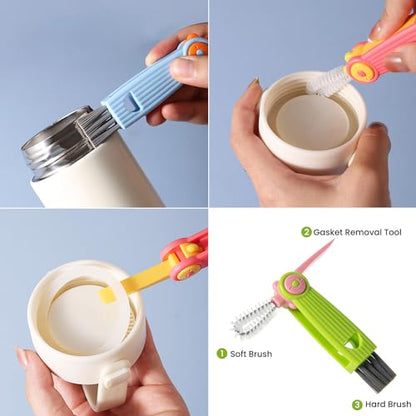 Ariseno 5-in-1 Baby Bottle Brush Set, Bottle Brush for Baby, Bottle Cleaner Brush Set, Including Nylon and Silicone Bottle Brush, Bottle Cap Brush, Straw Brush, Nipple Brush, BPA-Free (Green) - color: Green-nylon Silicone