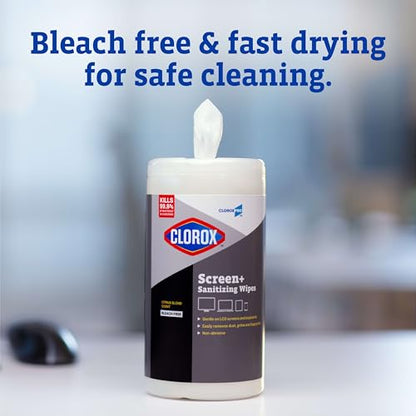 CloroxPro Clorox Screen+ Sanitizing Wipes, Bleach Free Cleaning Wipes, Citrus Blend Scent, 75 Count - size: 75 Count (Pack of 1)