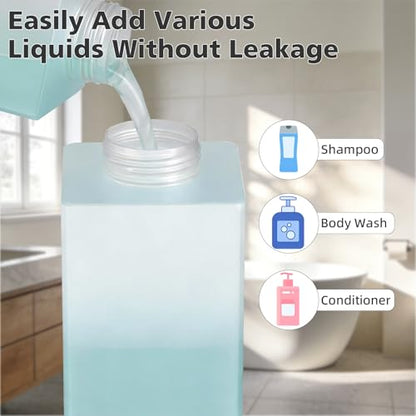 Shampoo and Conditioner Dispenser, Shower Soap Dispenser Wall Mounted 10fl oz/300ml *2 Chamber Shampoo Bottles Refillable with Black Pump for Bathroom Hotel, White - color: White 2 Chamber