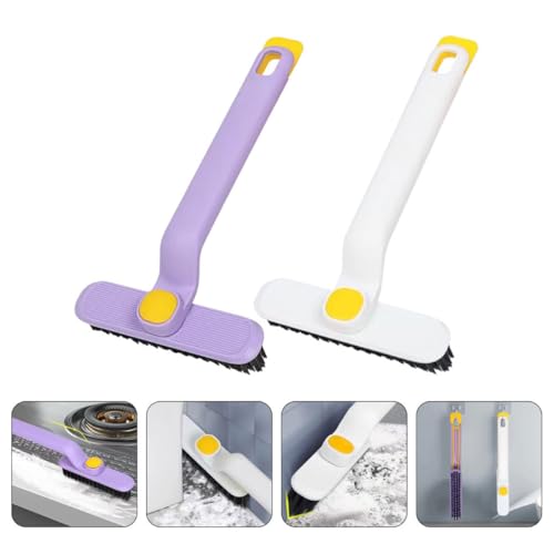 Uonlytech 2pcs Multifunctional Crevice Cleaning Brush Set Soft Bristles, Small Groove Scrubbers for Bathroom Tiles, Window Tracks, and Floor Gaps, Long-Handle Detail Brushes for Home