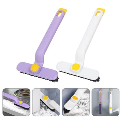 Uonlytech 2pcs Multifunctional Crevice Cleaning Brush Set Soft Bristles, Small Groove Scrubbers for Bathroom Tiles, Window Tracks, and Floor Gaps, Long-Handle Detail Brushes for Home