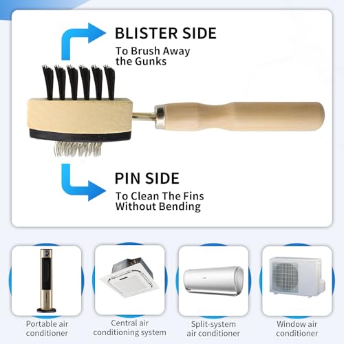 4Pcs AC Coil Cleaning Brush Set, Coil Cleaning Fin Brush for AC Unit, Air Conditioner Condenser Coil Cleaner, Evaporator Coil Cleaner, Fridge Cleaner Tool